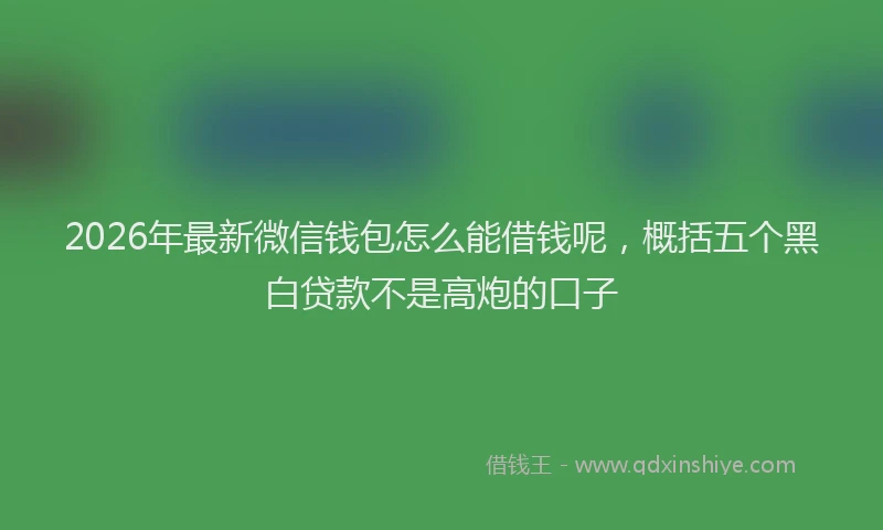2026年最新微信钱包怎么能借钱呢，概括五个黑白贷款不是高炮的口子