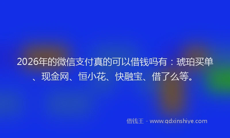 2026年的微信支付真的可以借钱吗有：琥珀买单、现金网、恒小花、快融宝、借了么等。