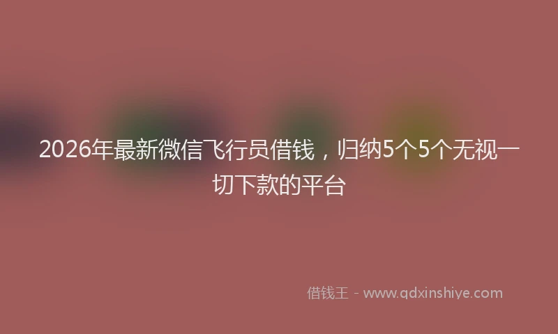 2026年最新微信飞行员借钱，归纳5个5个无视一切下款的平台