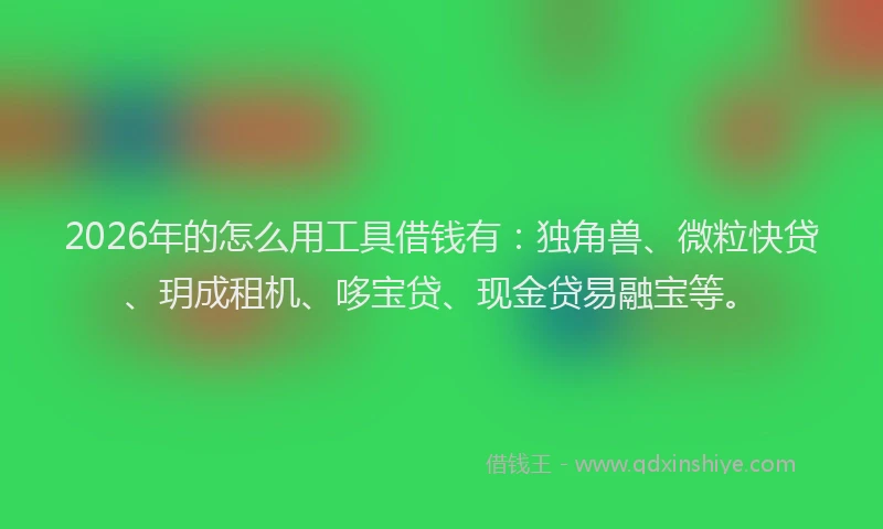 2026年的怎么用工具借钱有：独角兽、微粒快贷、玥成租机、哆宝贷、现金贷易融宝等。
