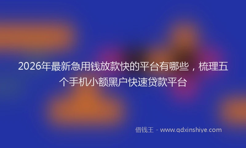 2026年最新急用钱放款快的平台有哪些,梳理五个手机小额黑户快速贷款平台