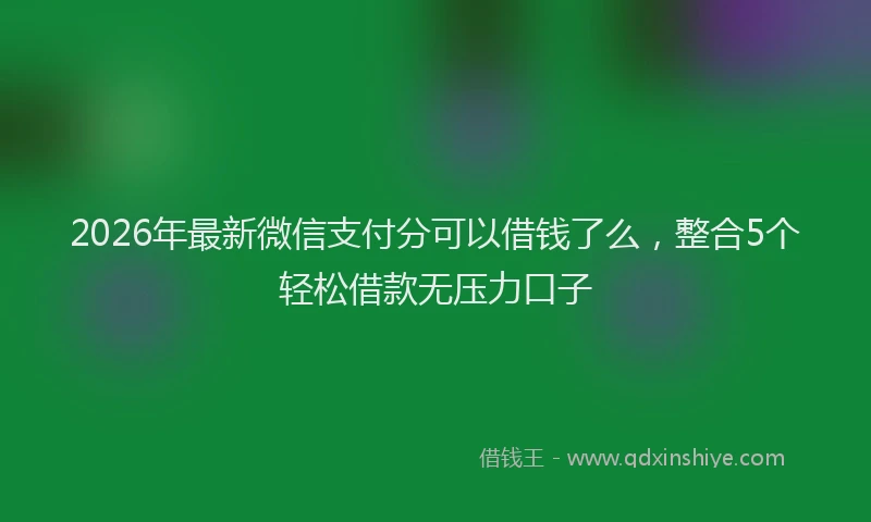 2026年最新微信支付分可以借钱了么，整合5个轻松借款无压力口子