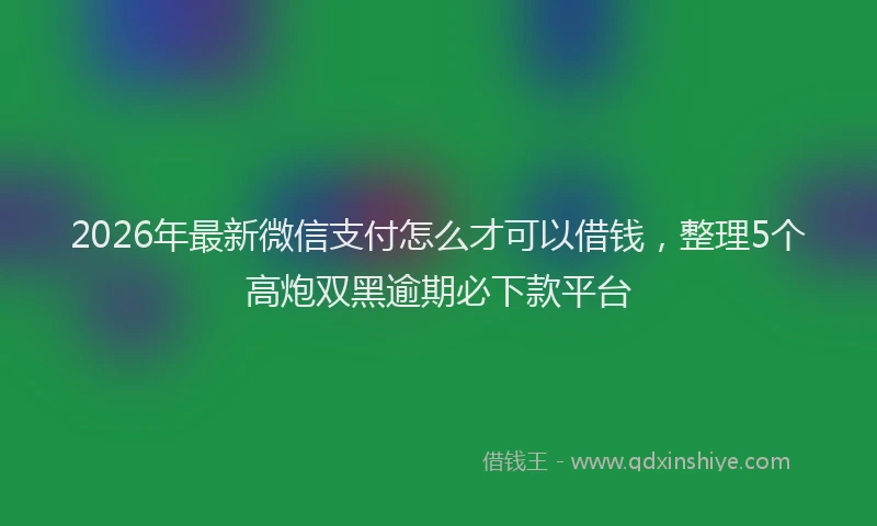 2026年最新微信支付怎么才可以借钱，整理5个高炮双黑逾期必下款平台