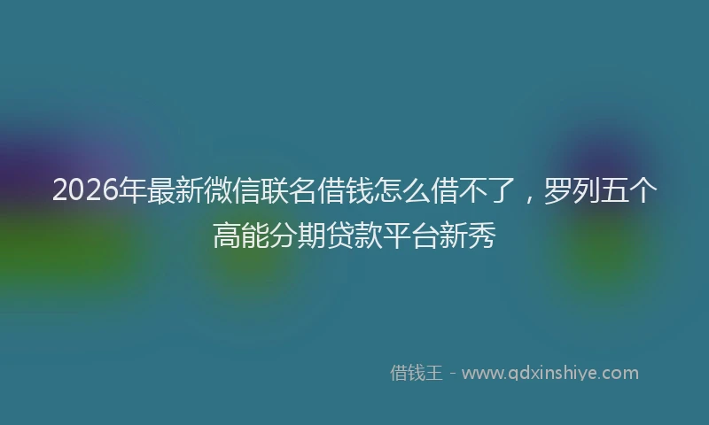 2026年最新微信联名借钱怎么借不了，罗列五个高能分期贷款平台新秀