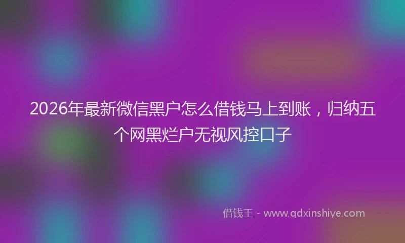 2026年最新微信黑户怎么借钱马上到账，归纳五个网黑烂户无视风控口子