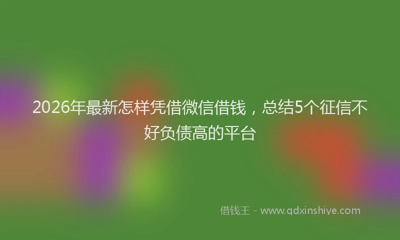 2026年最新怎样凭借微信借钱,总结5个征信不好负债高的平台