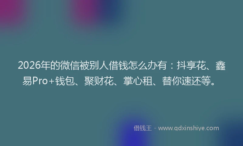 2026年的微信被别人借钱怎么办有：抖享花、鑫易Pro+钱包、聚财花、掌心租、替你速还等。