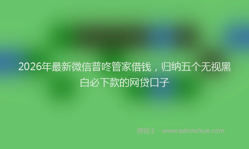 2026年最新微信普咚管家借钱，归纳五个无视黑白必下款的网贷口子
