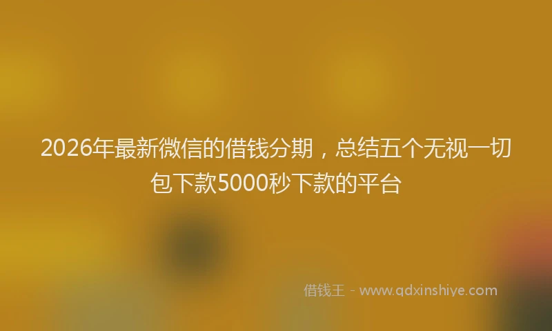 2026年最新微信的借钱分期，总结五个无视一切包下款5000秒下款的平台