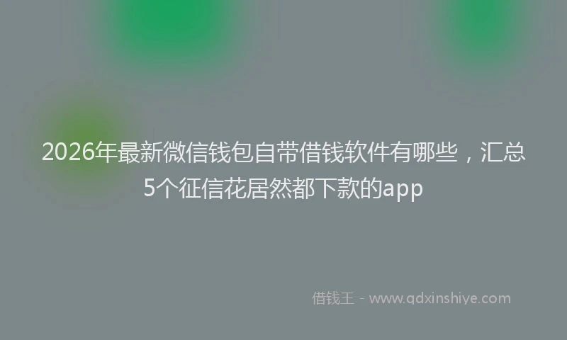 2026年最新微信钱包自带借钱软件有哪些，汇总5个征信花居然都下款的app
