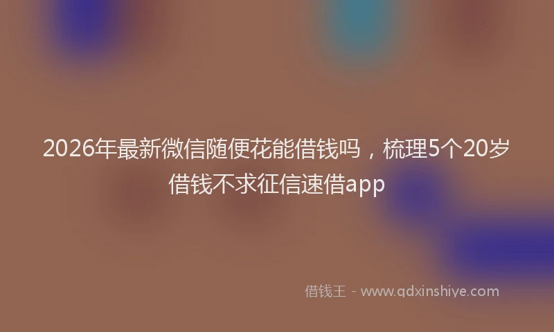 2026年最新微信随便花能借钱吗，梳理5个20岁借钱不求征信速借app