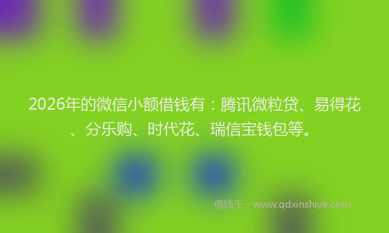 2026年的微信小额借钱有：腾讯微粒贷、易得花、分乐购、时代花、瑞信宝钱包等。