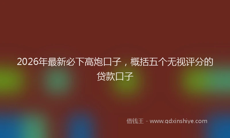 2026年最新必下高炮口子，概括五个无视评分的贷款口子