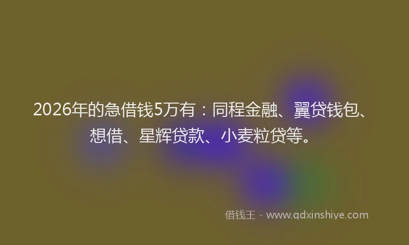 2026年的急借钱5万有:同程金融、翼贷钱包、想借、星辉贷款、小麦粒贷等。