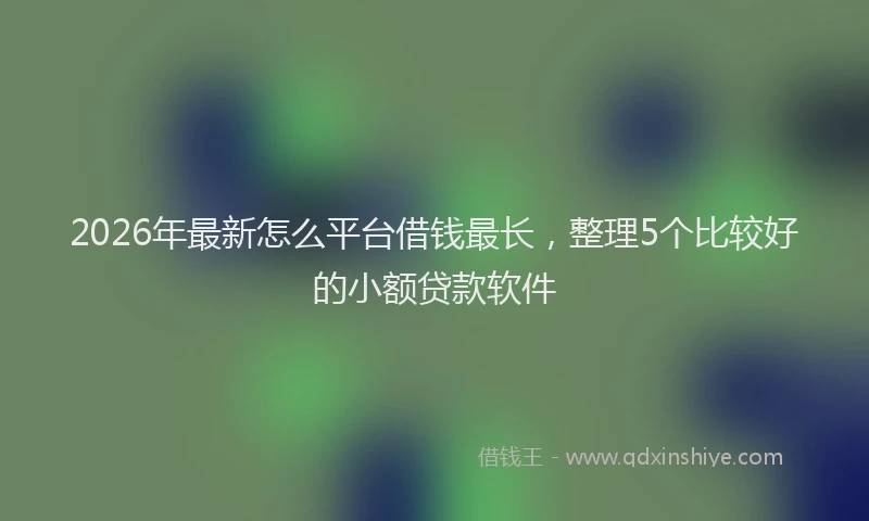 2026年最新怎么平台借钱最长，整理5个比较好的小额贷款软件