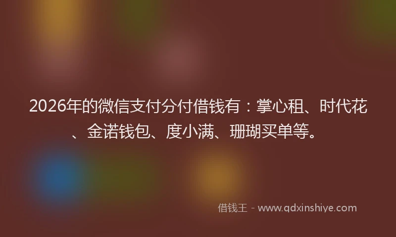 2026年的微信支付分付借钱有：掌心租、时代花、金诺钱包、度小满、珊瑚买单等。