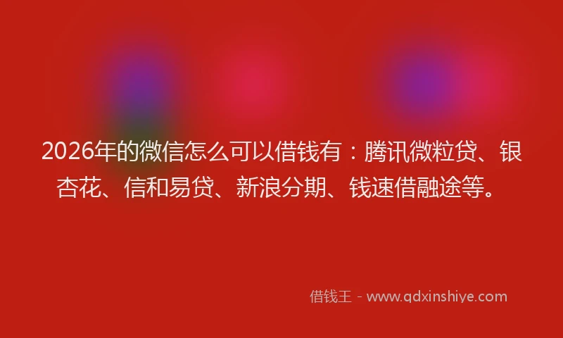 2026年的微信怎么可以借钱有：腾讯微粒贷、银杏花、信和易贷、新浪分期、钱速借融途等。