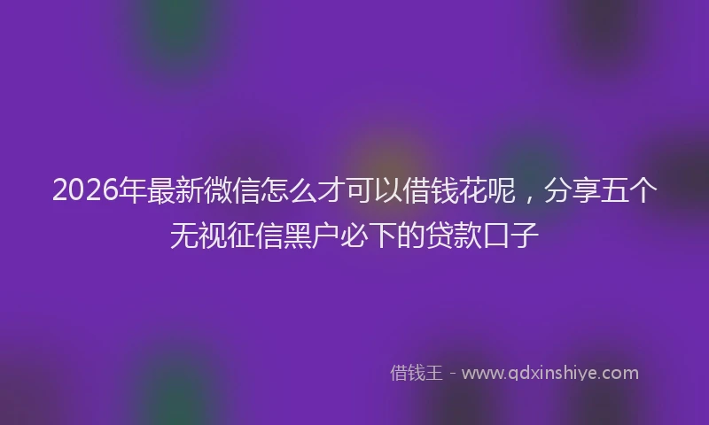 2026年最新微信怎么才可以借钱花呢，分享五个无视征信黑户必下的贷款口子