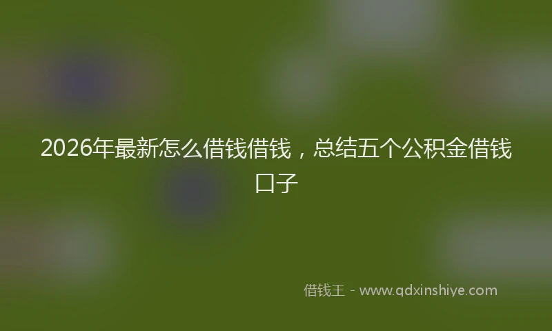 2026年最新怎么借钱借钱，总结五个公积金借钱口子