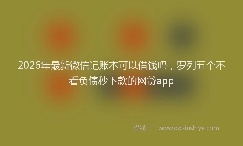 2026年最新微信记账本可以借钱吗，罗列五个不看负债秒下款的网贷app