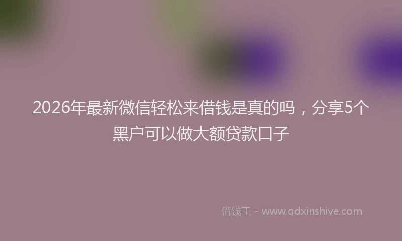 2026年最新微信轻松来借钱是真的吗，分享5个黑户可以做大额贷款口子