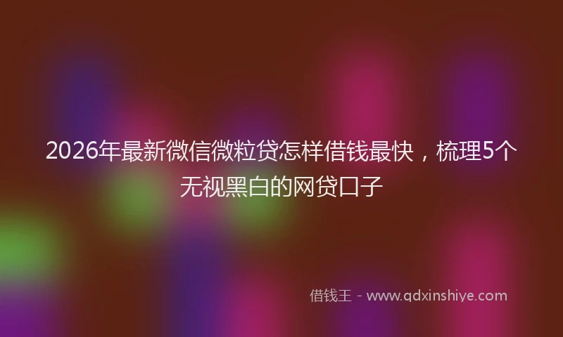 2026年最新微信微粒贷怎样借钱最快，梳理5个无视黑白的网贷口子