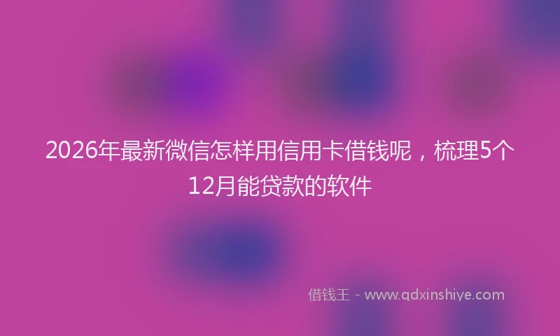 2026年最新微信怎样用信用卡借钱呢，梳理5个12月能贷款的软件