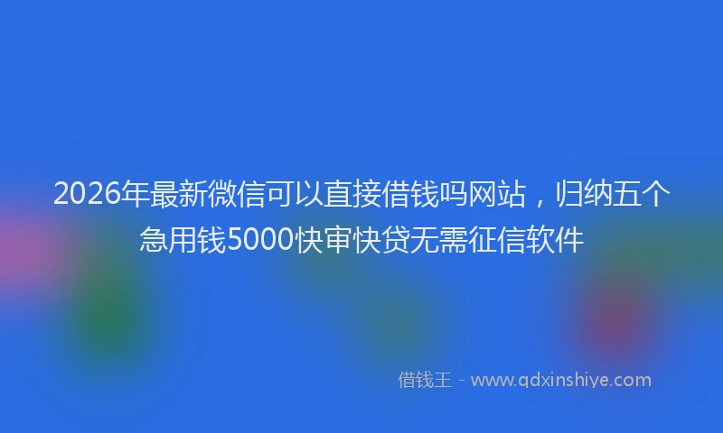2026年最新微信可以直接借钱吗网站，归纳五个急用钱5000快审快贷无需征信软件