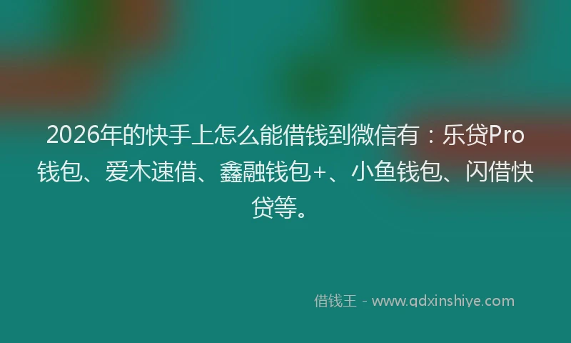 2026年的快手上怎么能借钱到微信有：乐贷Pro钱包、爱木速借、鑫融钱包+、小鱼钱包、闪借快贷等。