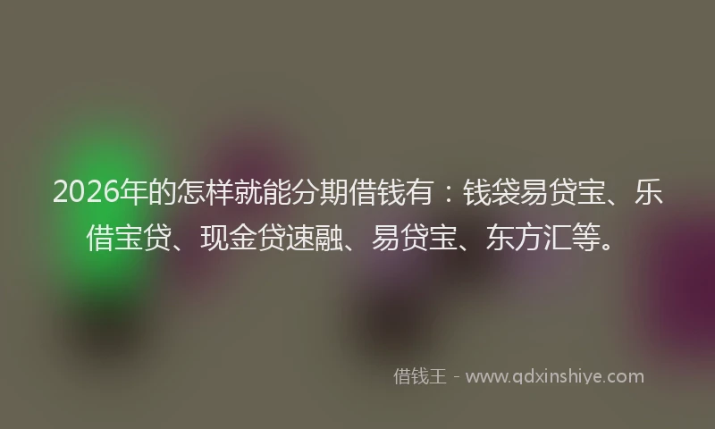 2026年的怎样就能分期借钱有：钱袋易贷宝、乐借宝贷、现金贷速融、易贷宝、东方汇等。