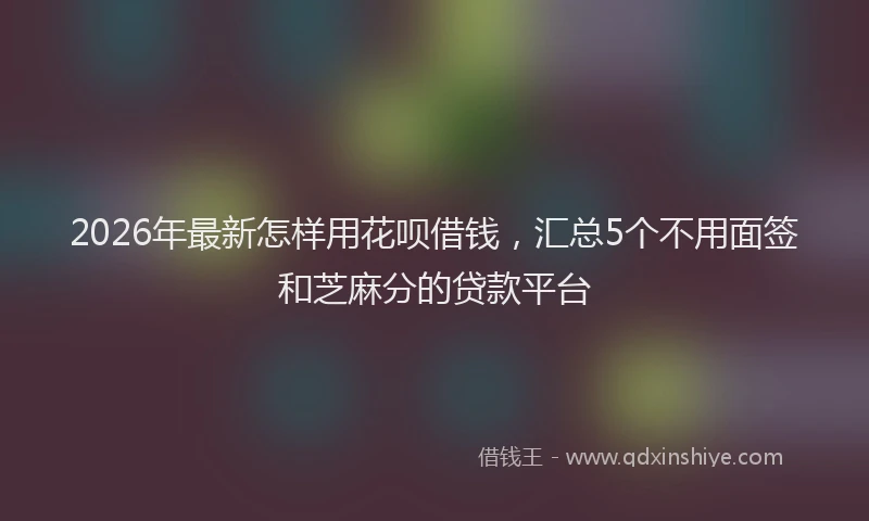 2026年最新怎样用花呗借钱，汇总5个不用面签和芝麻分的贷款平台