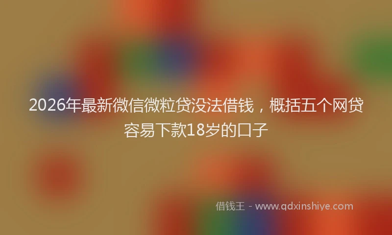2026年最新微信微粒贷没法借钱，概括五个网贷容易下款18岁的口子