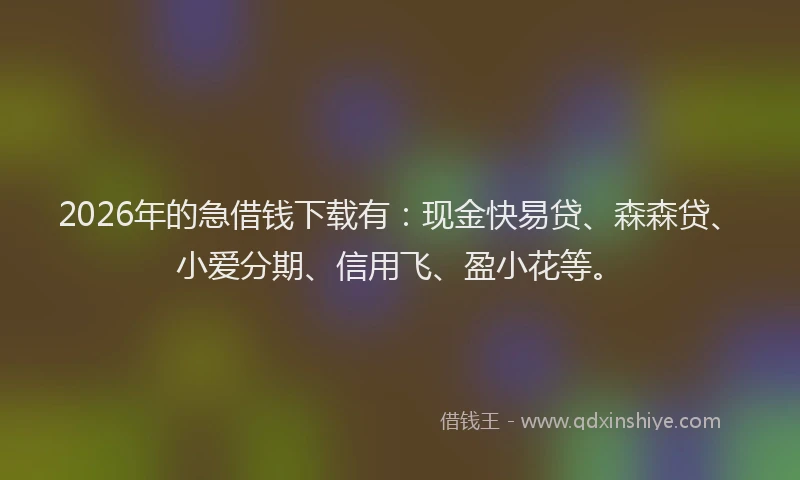 2026年的急借钱下载有:现金快易贷、森森贷、小爱分期、信用飞、盈小花等。