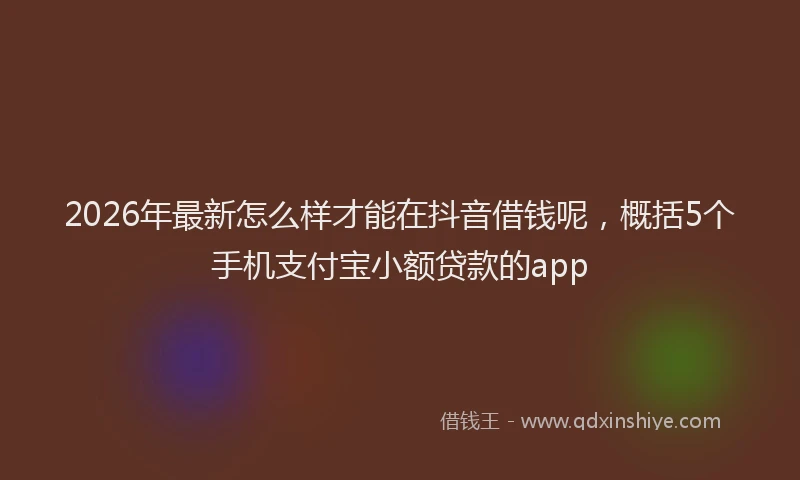 2026年最新怎么样才能在抖音借钱呢，概括5个手机支付宝小额贷款的app