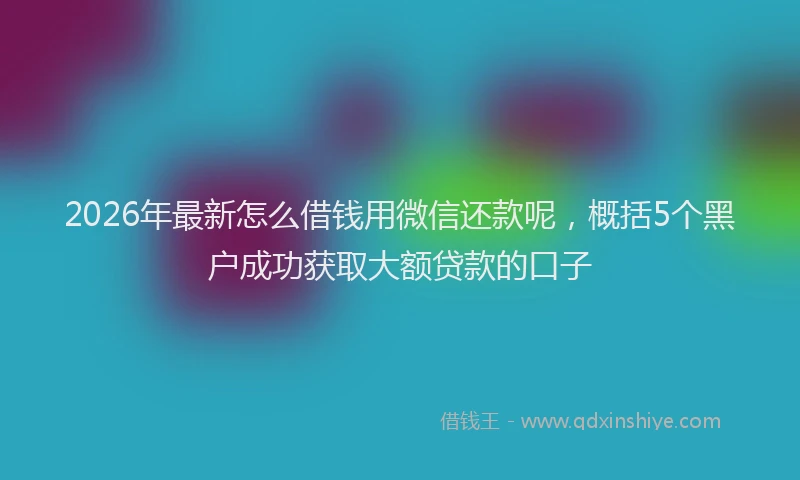 2026年最新怎么借钱用微信还款呢，概括5个黑户成功获取大额贷款的口子
