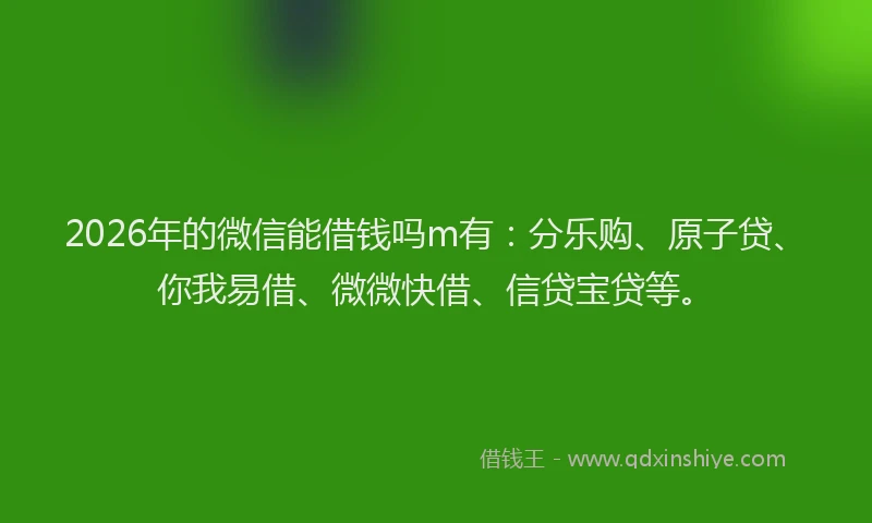 2026年的微信能借钱吗m有：分乐购、原子贷、你我易借、微微快借、信贷宝贷等。