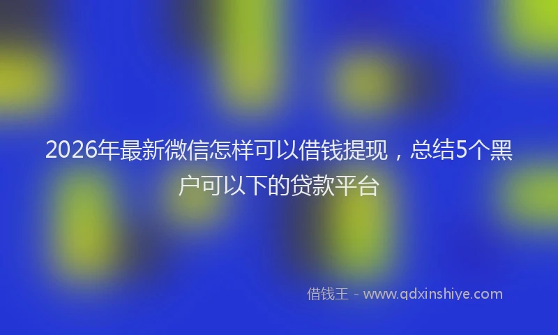 2026年最新微信怎样可以借钱提现，总结5个黑户可以下的贷款平台