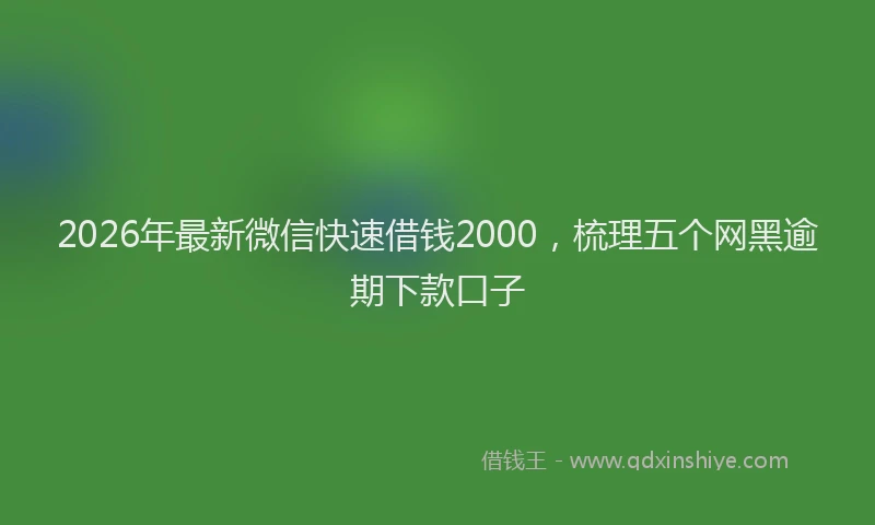 2026年最新微信快速借钱2000，梳理五个网黑逾期下款口子