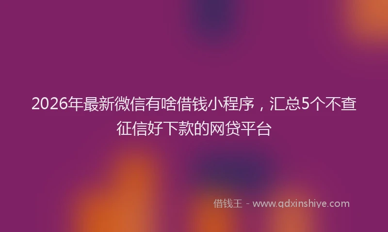 2026年最新微信有啥借钱小程序，汇总5个不查征信好下款的网贷平台