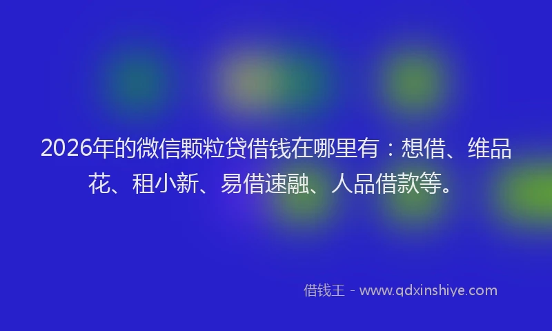 2026年的微信颗粒贷借钱在哪里有：想借、维品花、租小新、易借速融、人品借款等。
