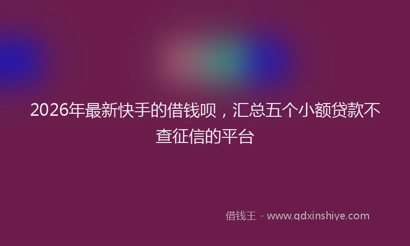 2026年最新快手的借钱呗，汇总五个小额贷款不查征信的平台