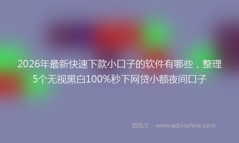2026年最新快速下款小口子的软件有哪些，整理5个无视黑白100%秒下网贷小额夜间口子
