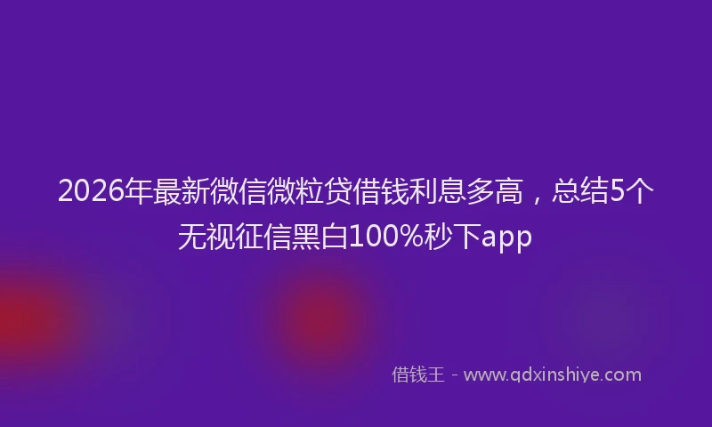2026年最新微信微粒贷借钱利息多高，总结5个无视征信黑白100%秒下app