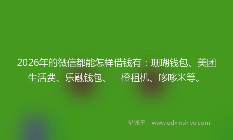2026年的微信都能怎样借钱有：珊瑚钱包、美团生活费、乐融钱包、一橙租机、哆哆米等。