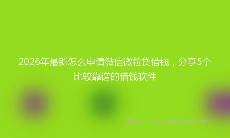 2026年最新怎么申请微信微粒贷借钱，分享5个比较靠谱的借钱软件