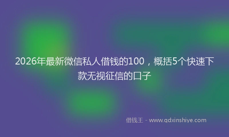 2026年最新微信私人借钱的100，概括5个快速下款无视征信的口子