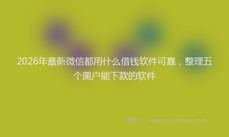 2026年最新微信都用什么借钱软件可靠，整理五个黑户能下款的软件