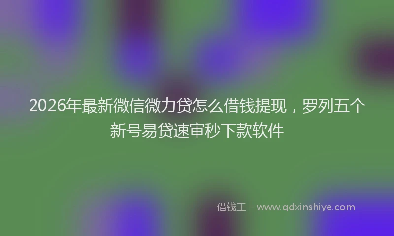 2026年最新微信微力贷怎么借钱提现，罗列五个新号易贷速审秒下款软件