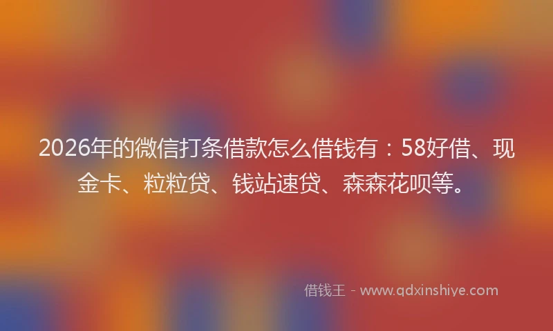 2026年的微信打条借款怎么借钱有：58好借、现金卡、粒粒贷、钱站速贷、森森花呗等。