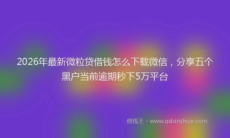 2026年最新微粒贷借钱怎么下载微信，分享五个黑户当前逾期秒下5万平台